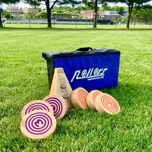 rollors yard game in a backyard